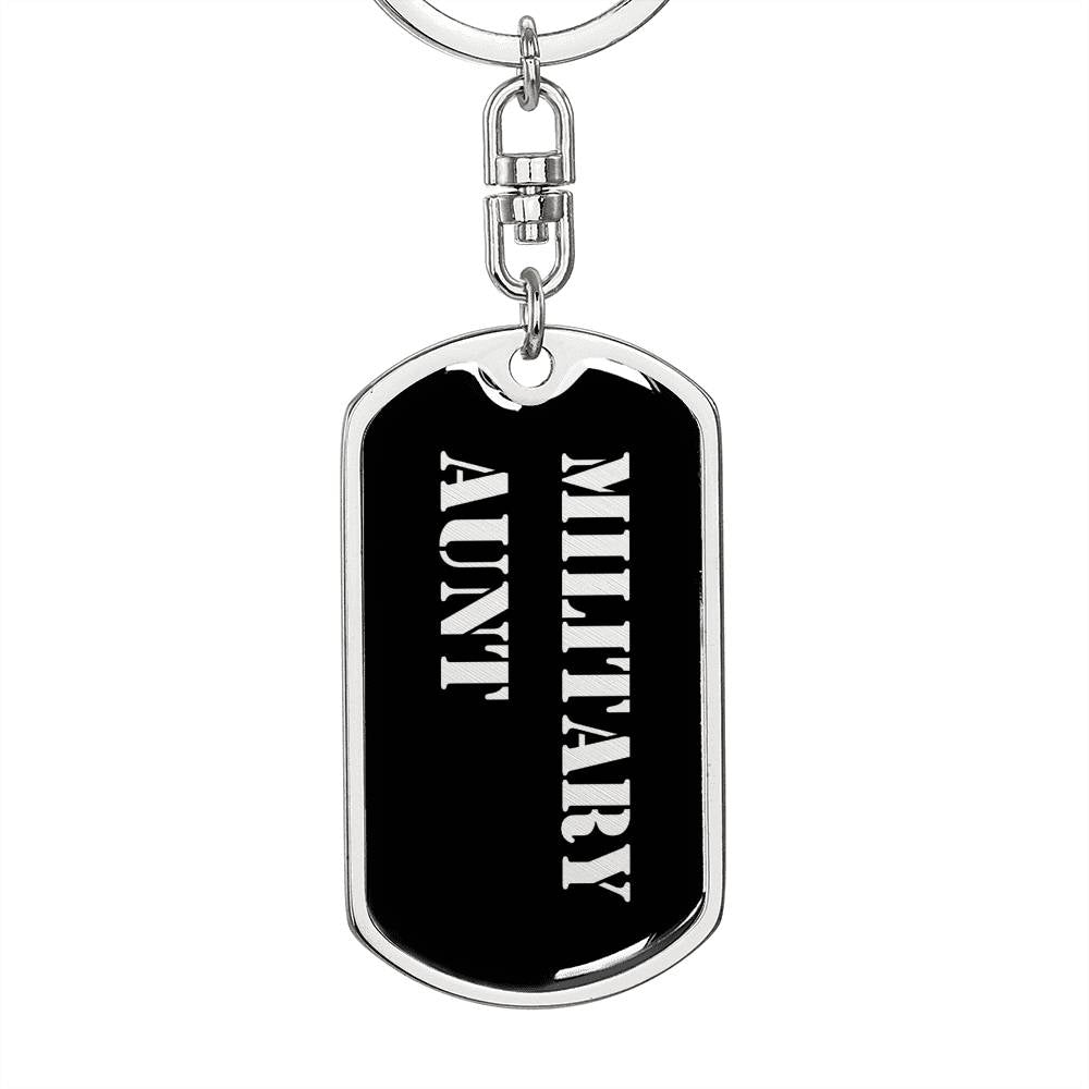 Military Aunt v2 - Luxury Dog Tag Keychain