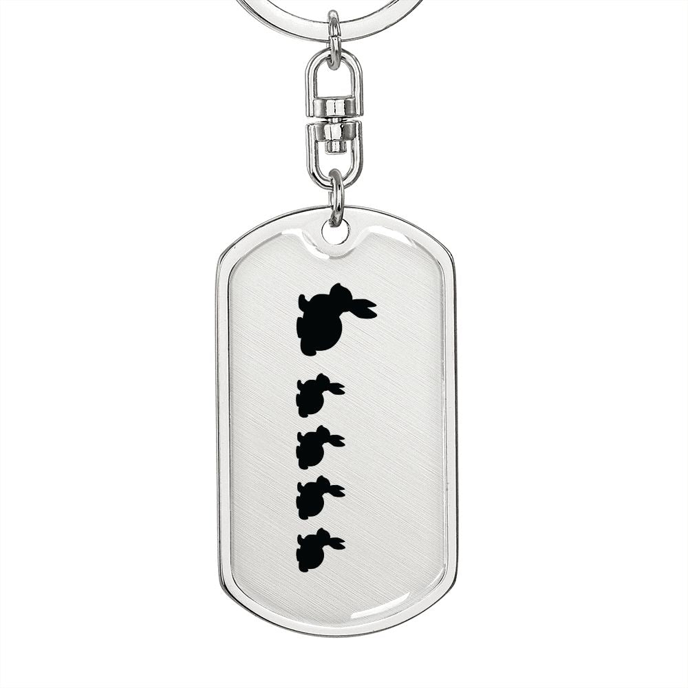 Mama Rabbit With 4 Kittens - Luxury Dog Tag Keychain