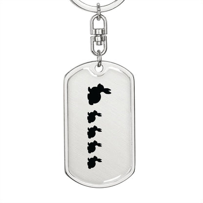 Mama Rabbit With 4 Kittens - Luxury Dog Tag Keychain