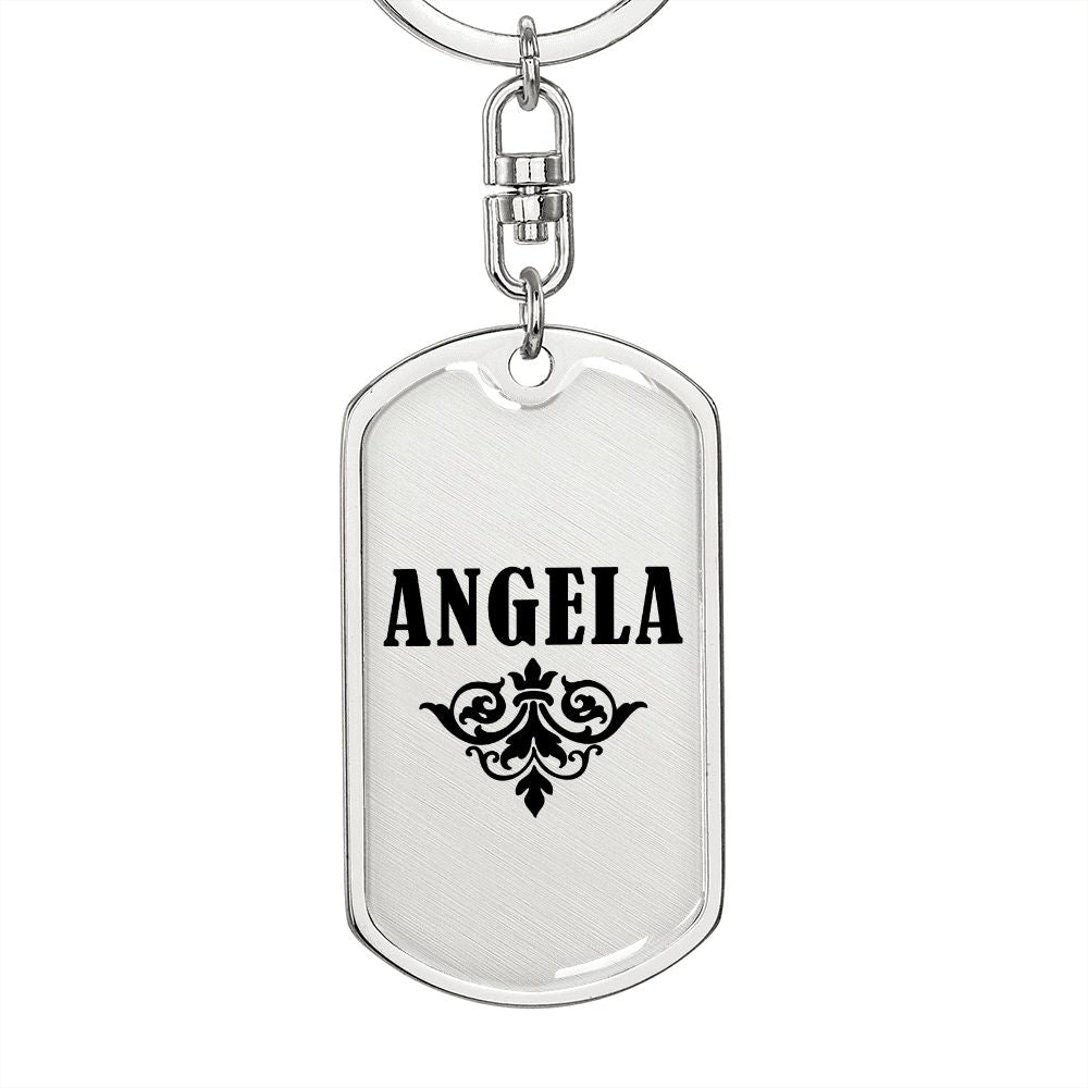 Angela v01a - Luxury Dog Tag Keychain