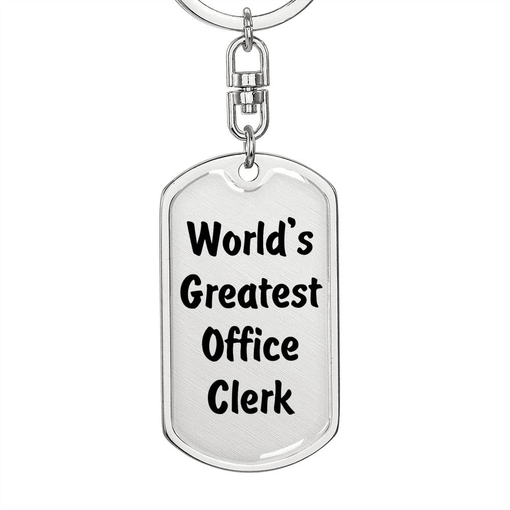 World's Greatest Office Clerk - Luxury Dog Tag Keychain