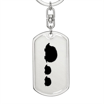 Mama Hedgehog With 2 Hoglets - Luxury Dog Tag Keychain