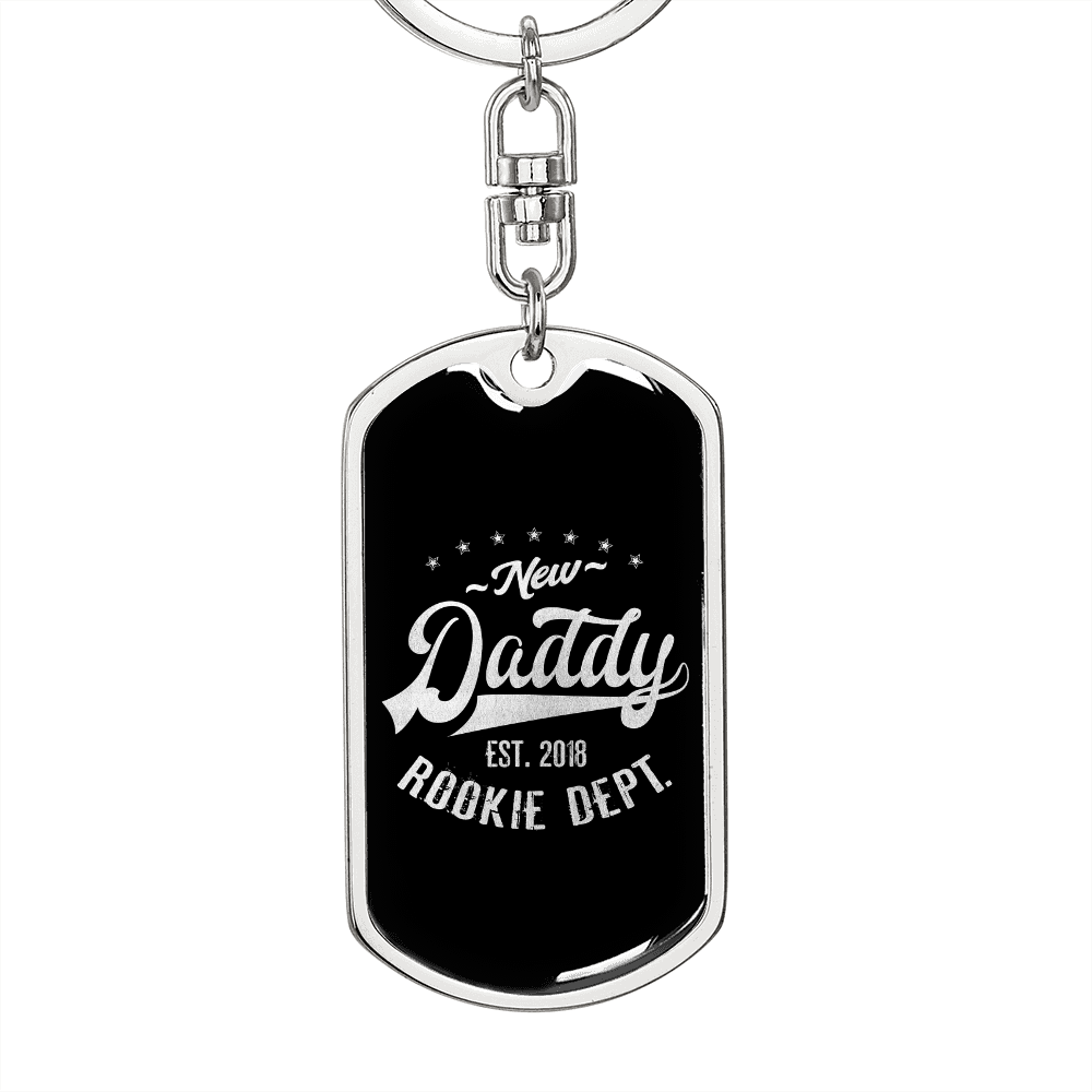 Rookie Dad 2018 - Luxury Dog Tag Keychain