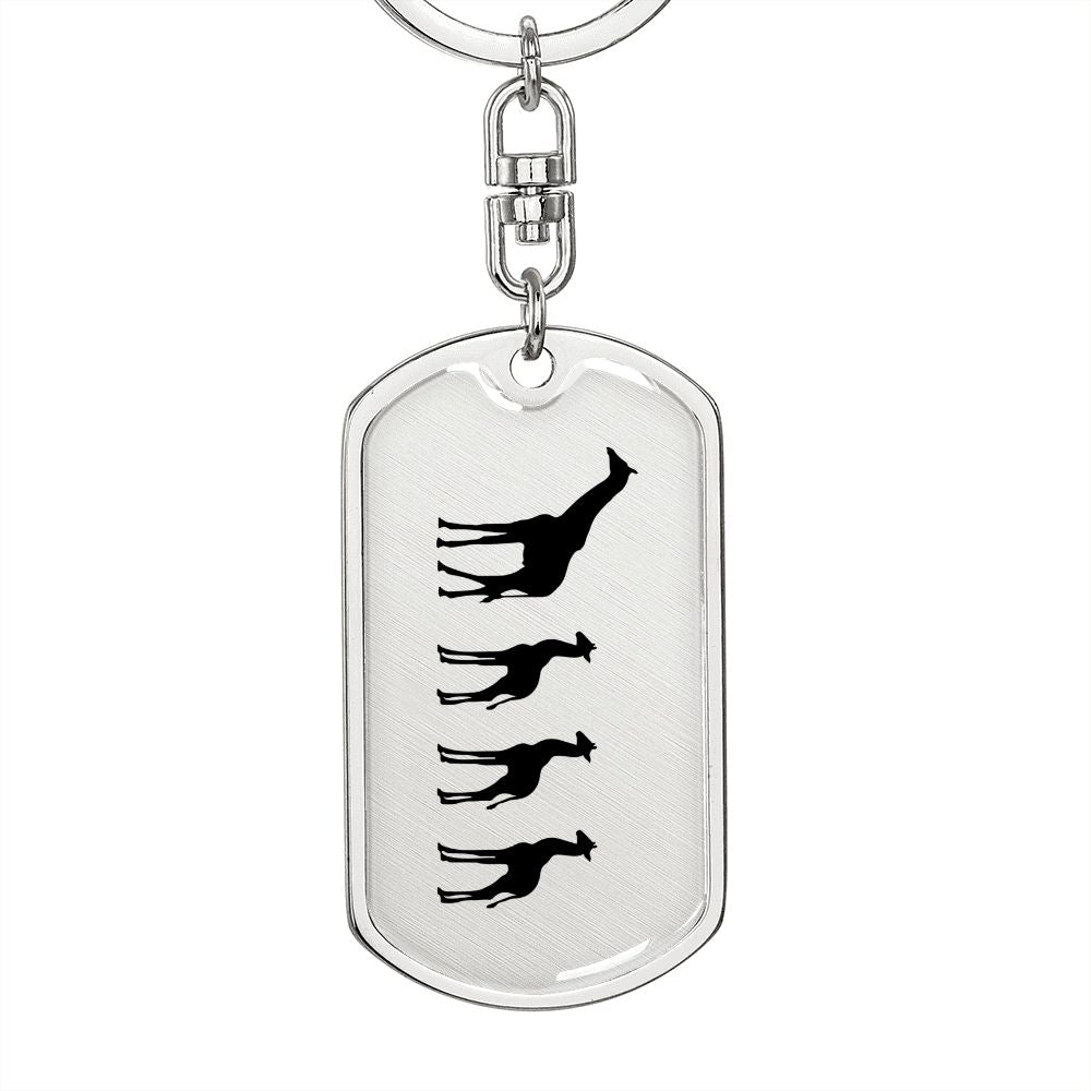 Mama Giraffe With 3 Calves - Luxury Dog Tag Keychain