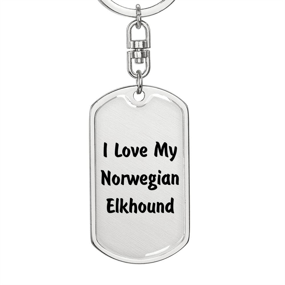 Love My Norwegian Elkhound v4 - Luxury Dog Tag Keychain