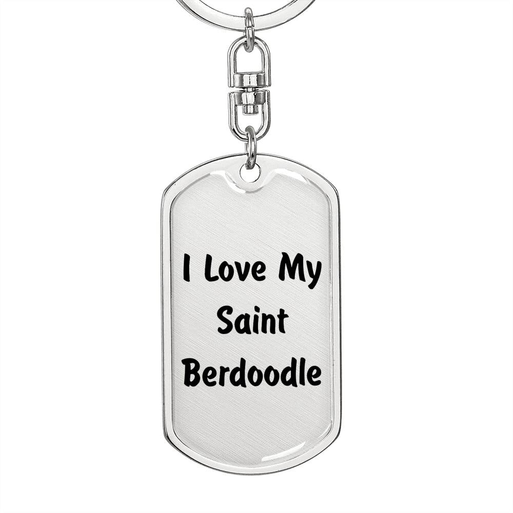 Love My Saint Berdoodle v4 - Luxury Dog Tag Keychain