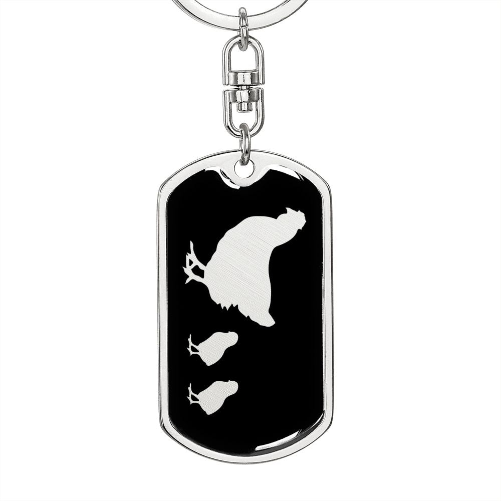 Mama Chicken With 2 Chicks v2 - Luxury Dog Tag Keychain