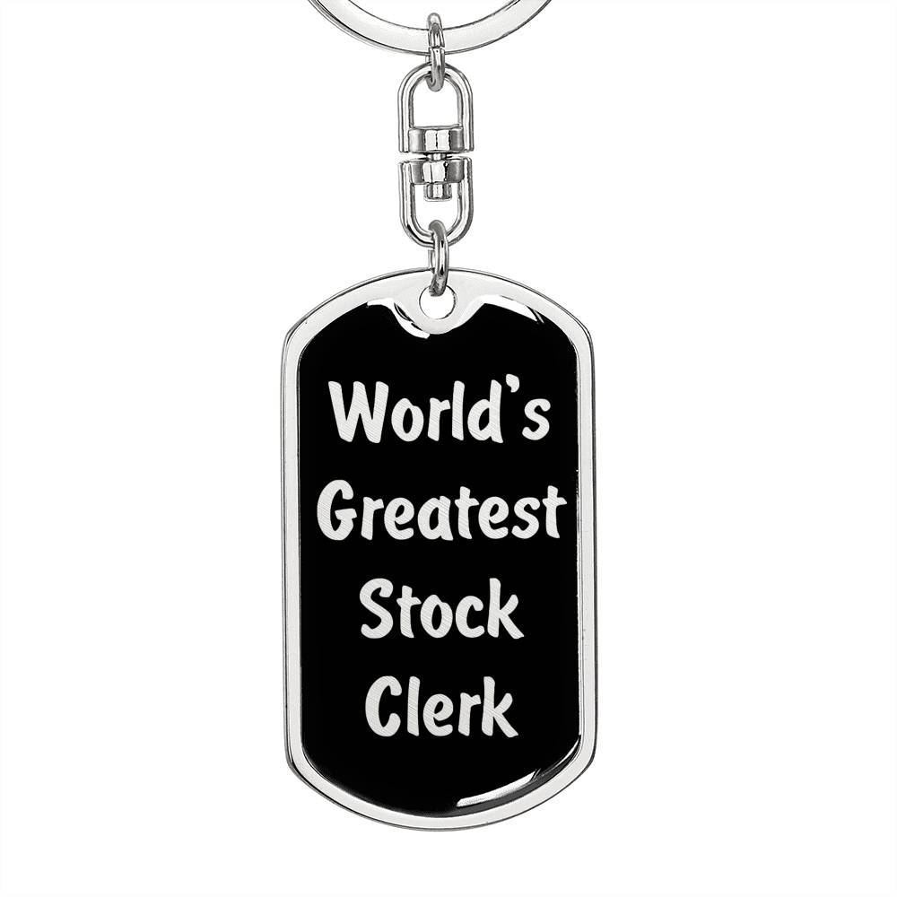 World's Greatest Stock Clerk v2 - Luxury Dog Tag Keychain