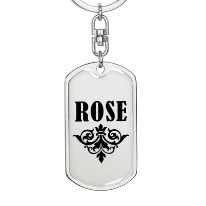 Rose v01a - Luxury Dog Tag Keychain