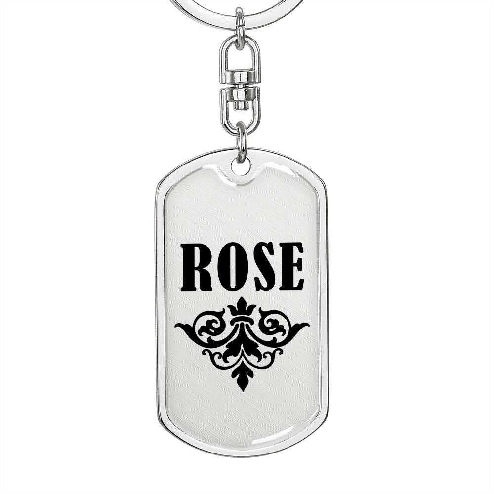Rose v01a - Luxury Dog Tag Keychain