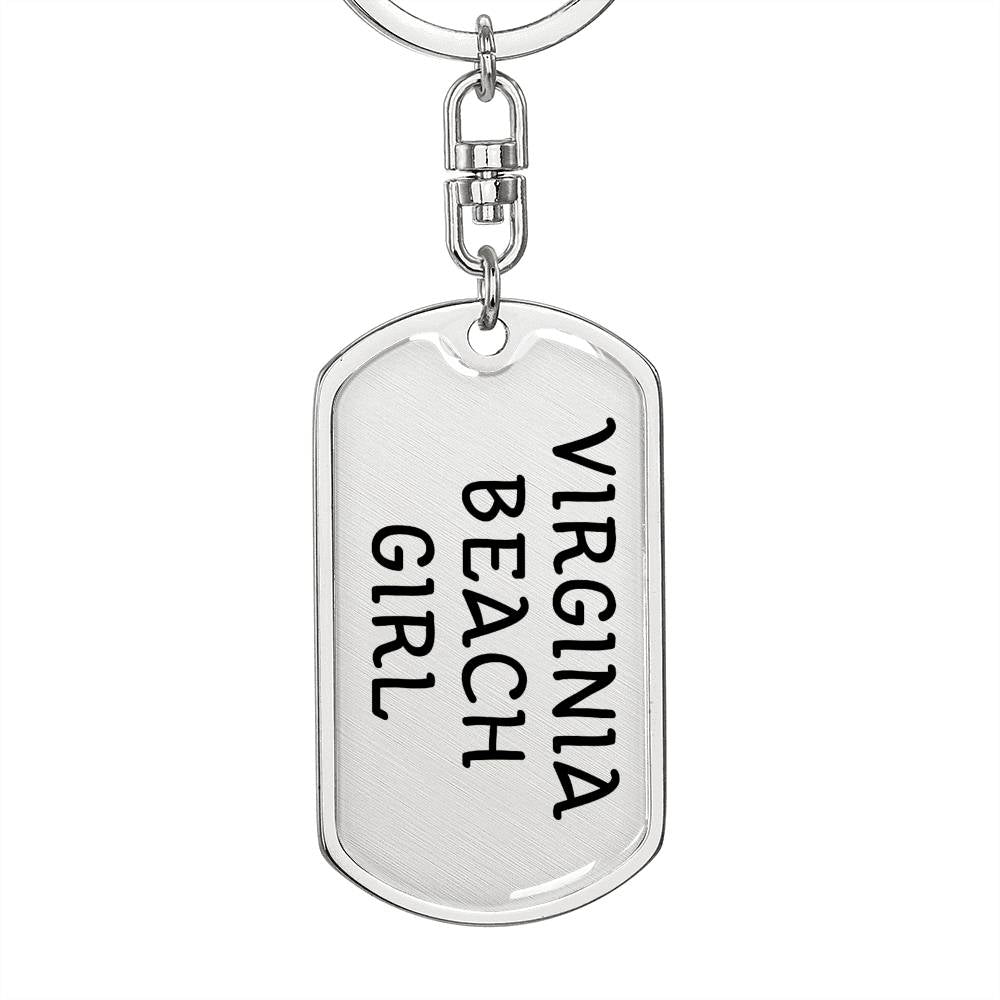 Virginia Beach Girl v4 - Luxury Dog Tag Keychain