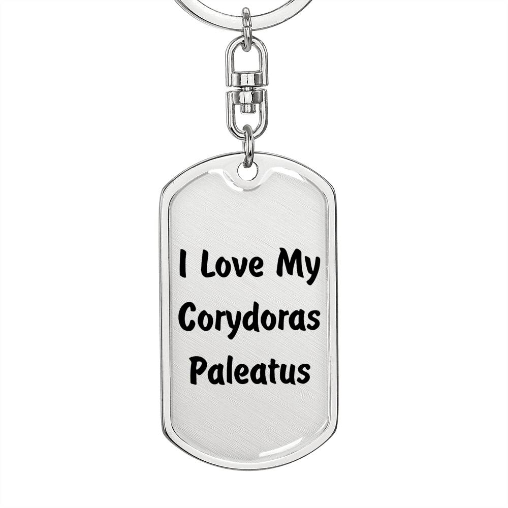 Love My Corydoras Paleatus - Luxury Dog Tag Keychain
