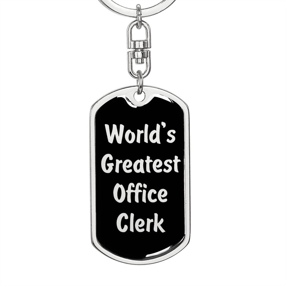 World's Greatest Office Clerk v2 - Luxury Dog Tag Keychain