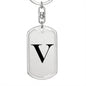 Initial V v1a - Luxury Dog Tag Keychain