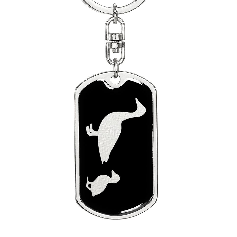Mama Duck With 1 Duckling v2 - Luxury Dog Tag Keychain