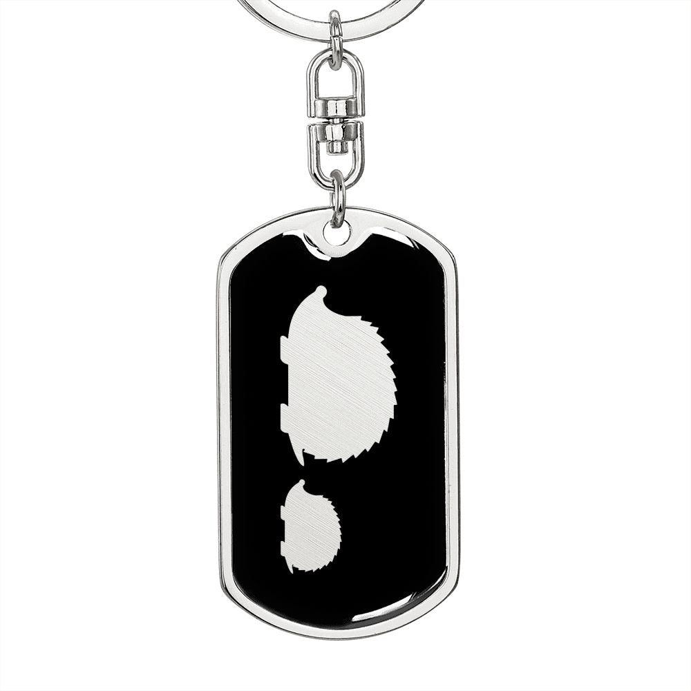 Mama Hedgehog With 1 Hoglet v2 - Luxury Dog Tag Keychain