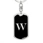 Initial W v2a - Luxury Dog Tag Keychain