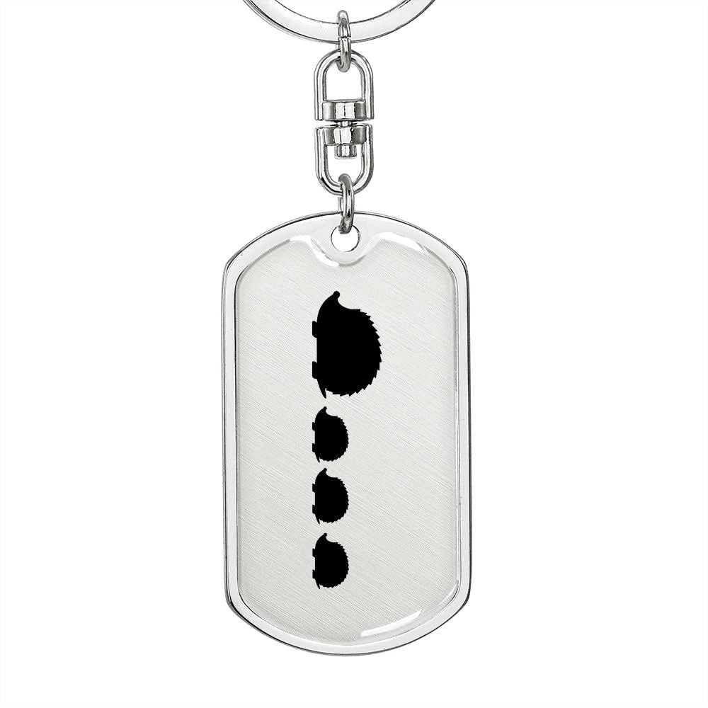 Mama Hedgehog With 3 Hoglets - Luxury Dog Tag Keychain