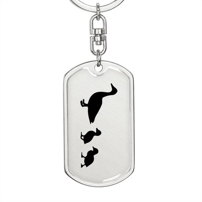 Mama Duck With 2 Ducklings - Luxury Dog Tag Keychain
