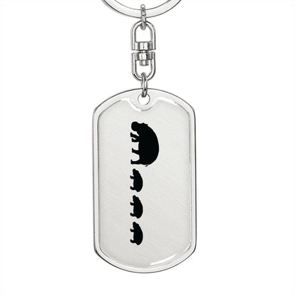 Mama Hippo With 3 Calves - Luxury Dog Tag Keychain