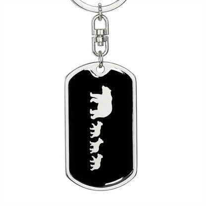 Mama Bear With 3 Cubs v2 - Luxury Dog Tag Keychain