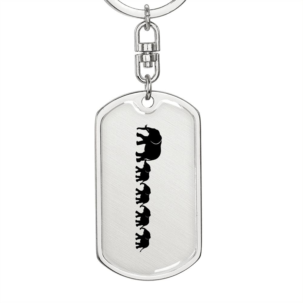 Mama Elephant With 4 Calves - Luxury Dog Tag Keychain