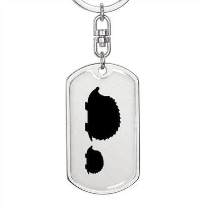 Mama Hedgehog With 1 Hoglet - Luxury Dog Tag Keychain