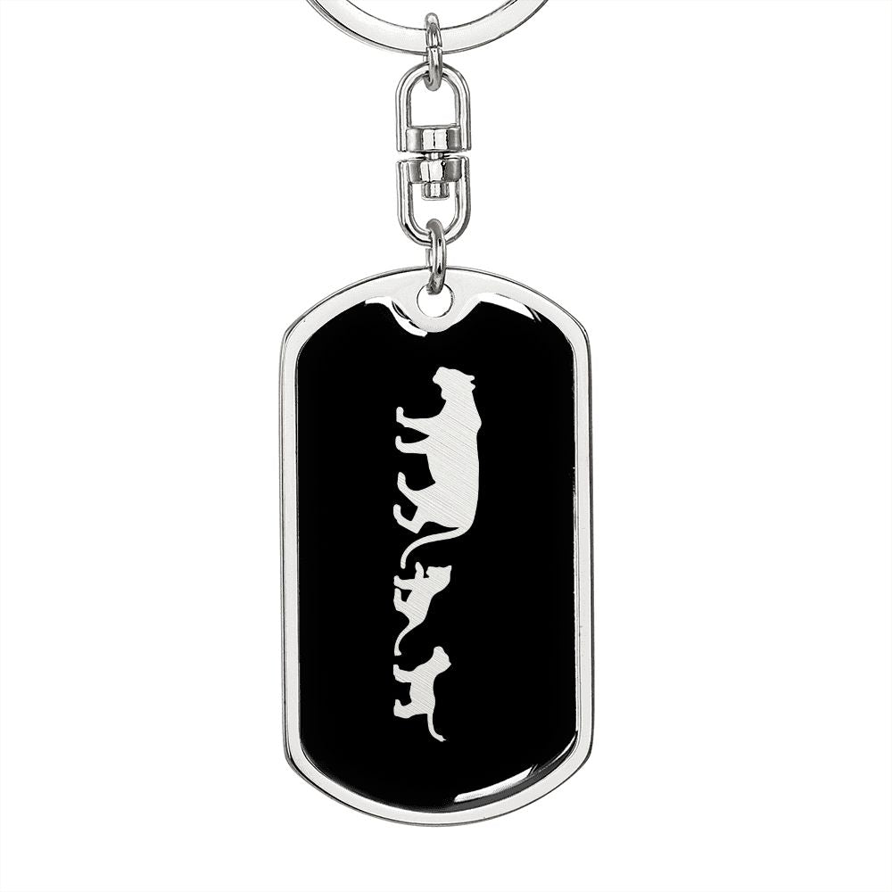 Mama Lioness With 2 Cubs v2 - Luxury Dog Tag Keychain