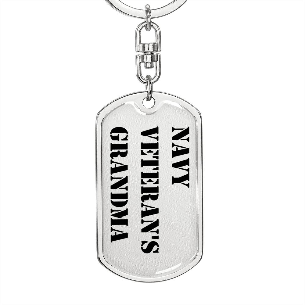 Navy Veteran's Grandma - Luxury Dog Tag Keychain