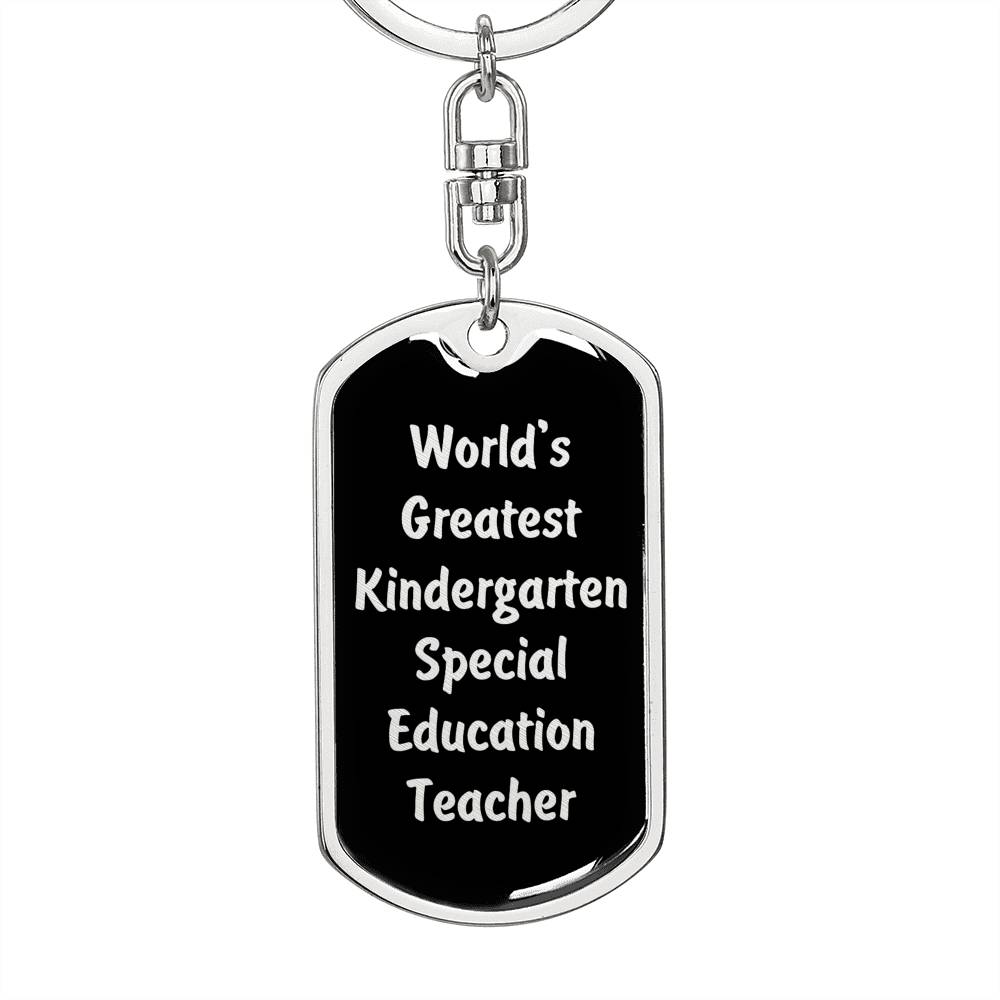 World's Greatest Kindergarten Special Education Teacher v2 - Luxury Dog Tag Keychain