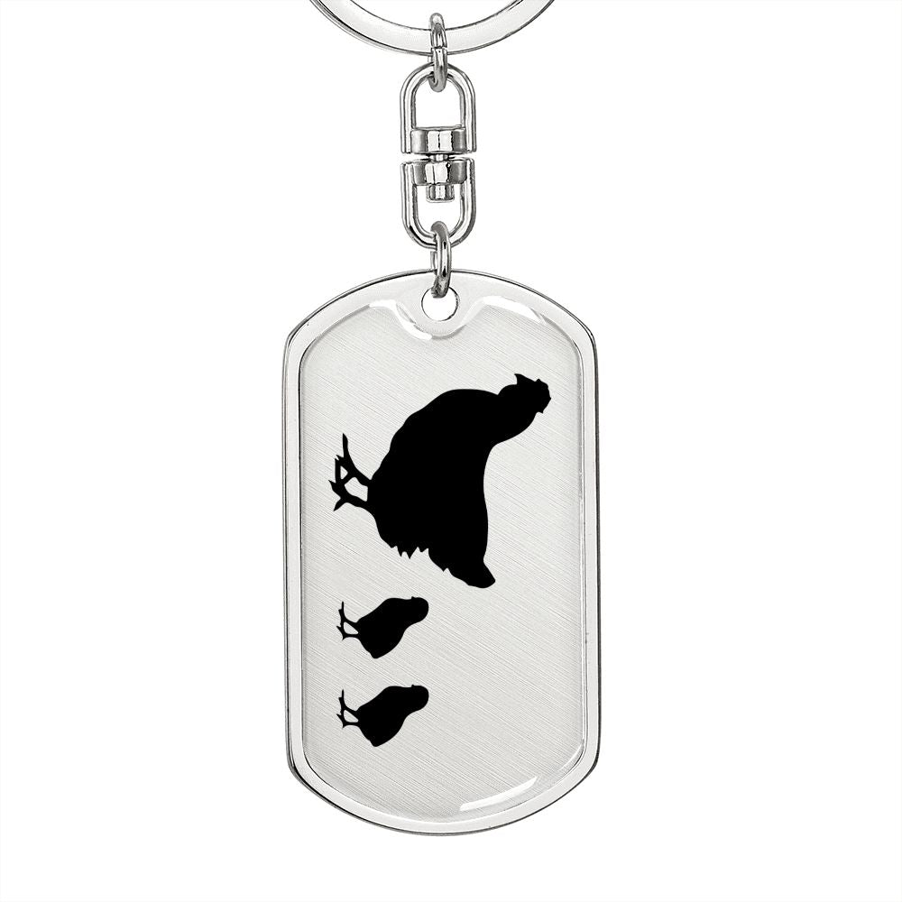 Mama Chicken With 2 Chicks - Luxury Dog Tag Keychain