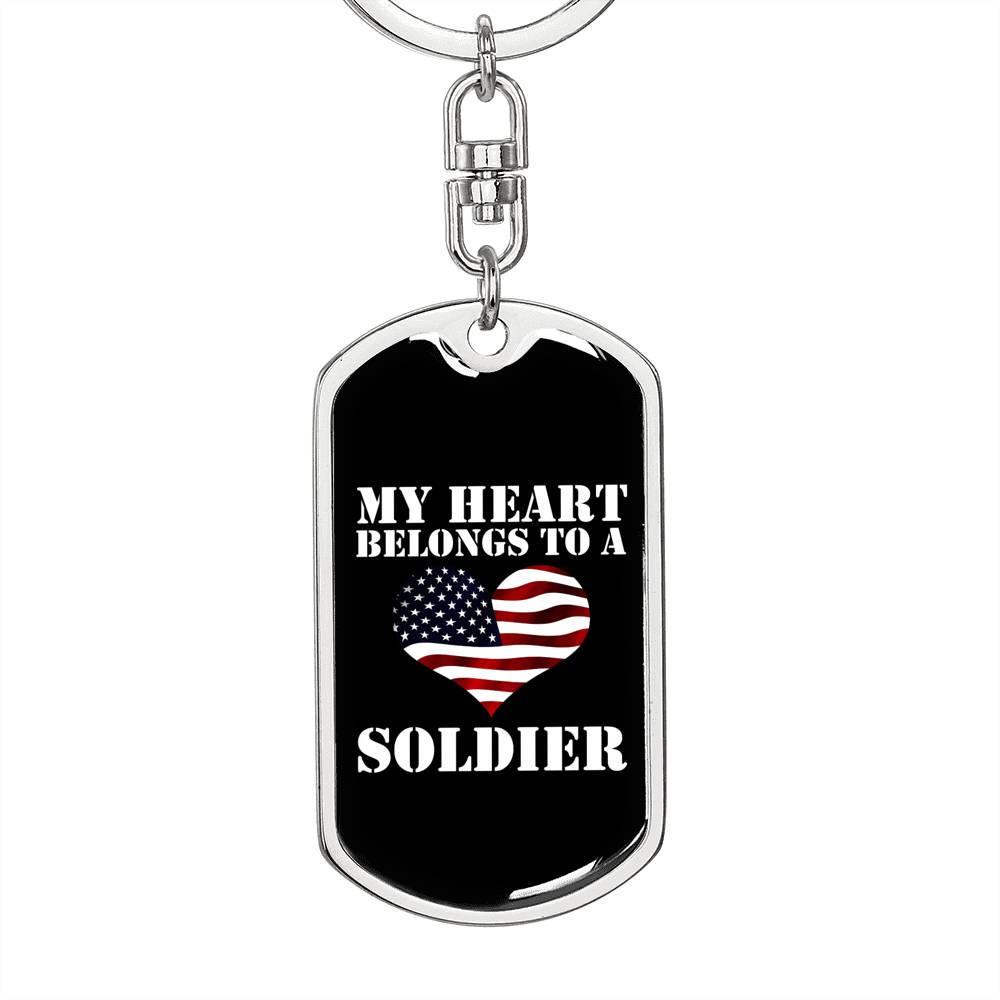 My Heart Belongs To A Soldier - Luxury Dog Tag Keychain