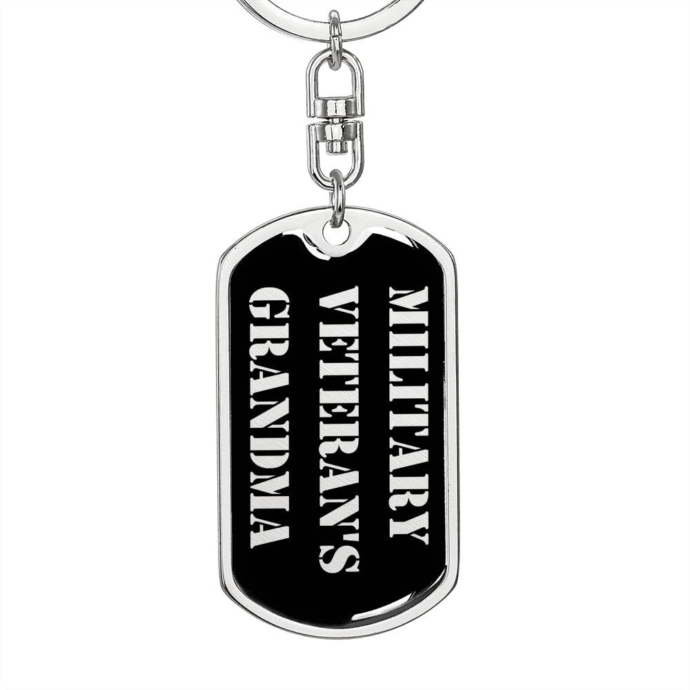 Military Veteran's Grandma v2 - Luxury Dog Tag Keychain