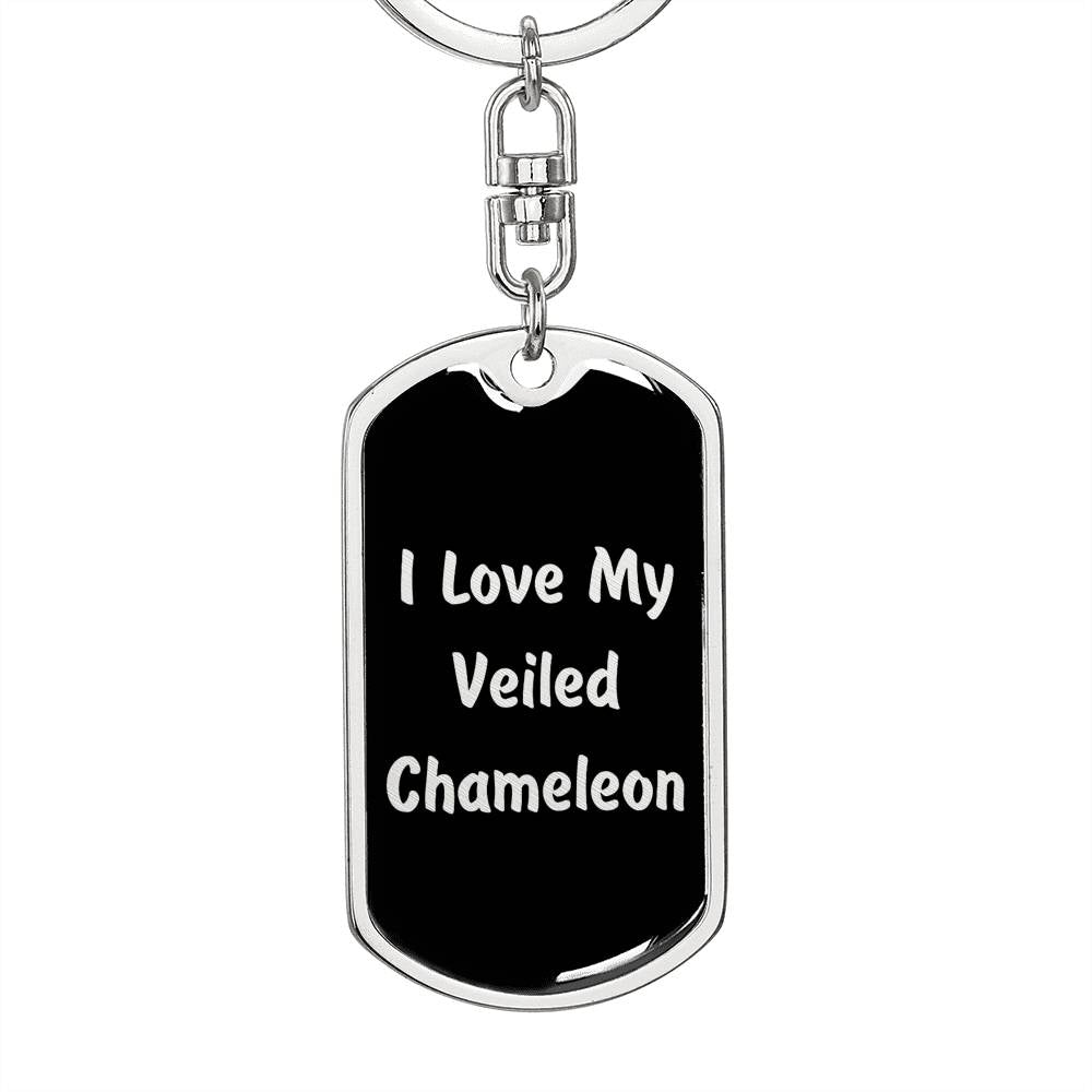Love My Veiled Chameleon v2 - Luxury Dog Tag Keychain