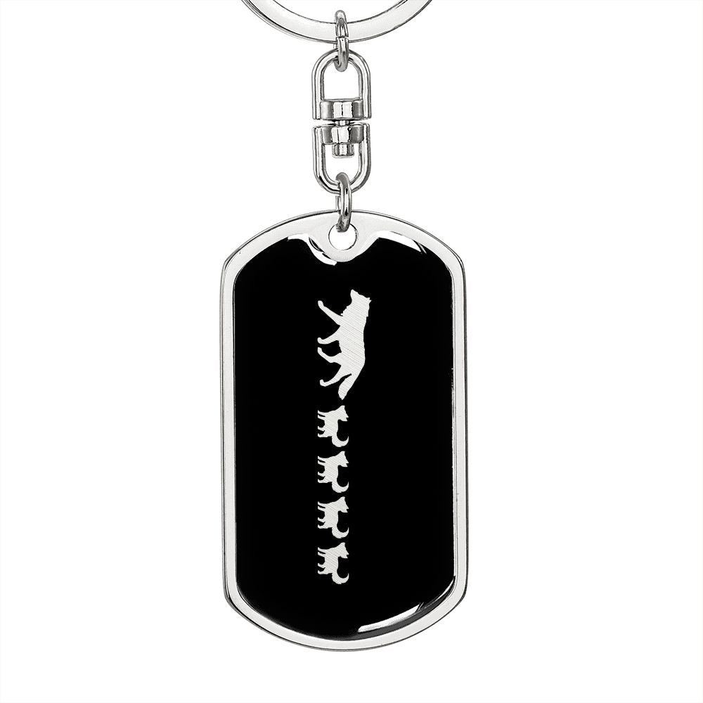 Mama Wolf With 4 Pups v2 - Luxury Dog Tag Keychain