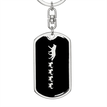 Mama Wolf With 4 Pups v2 - Luxury Dog Tag Keychain