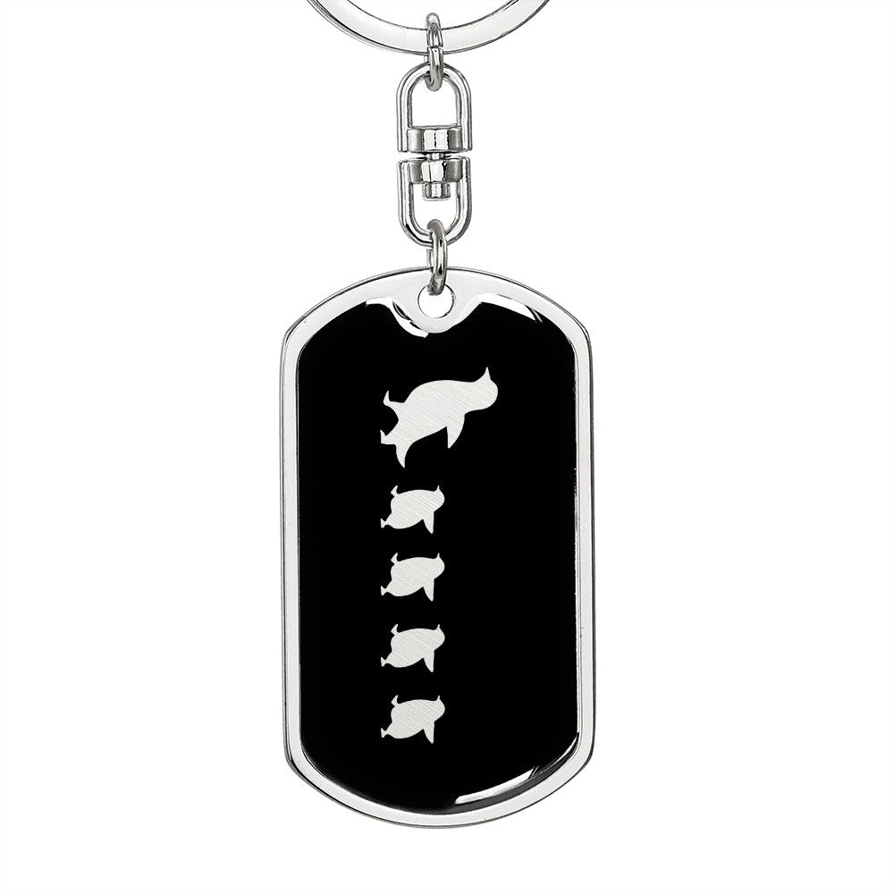 Mama Penguin With 4 Chicks v2 - Luxury Dog Tag Keychain