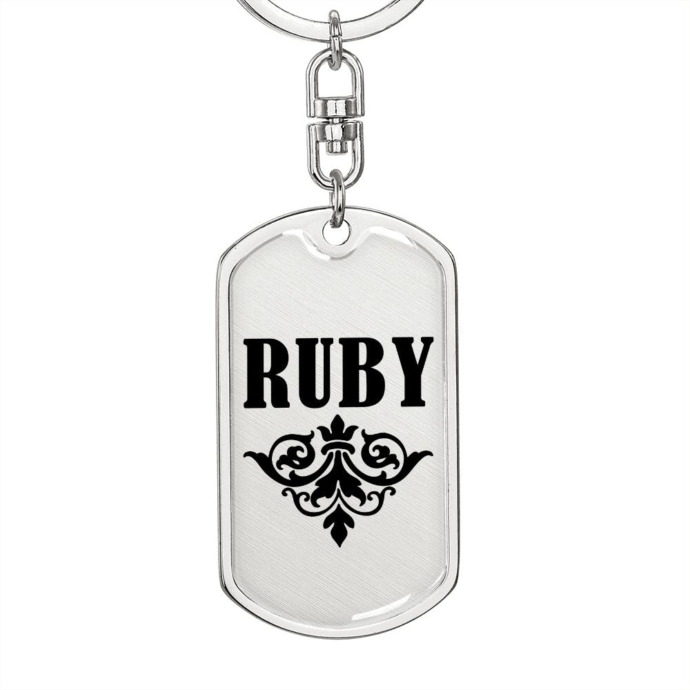 Ruby v01a - Luxury Dog Tag Keychain