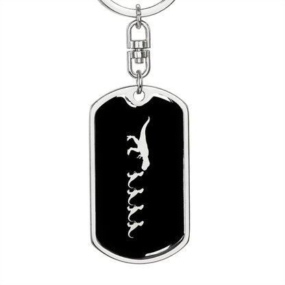 Mama Dinosaur With 4 Hatchlings v2 - Luxury Dog Tag Keychain