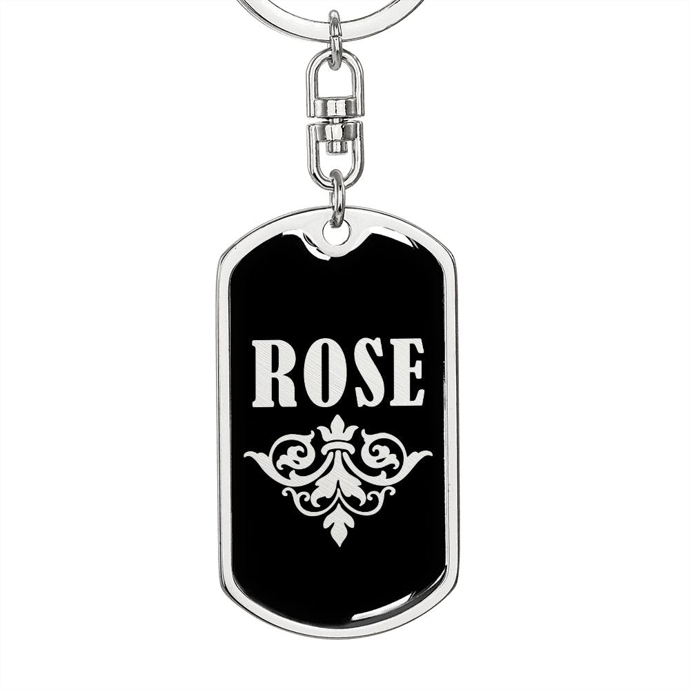 Rose v02a - Luxury Dog Tag Keychain