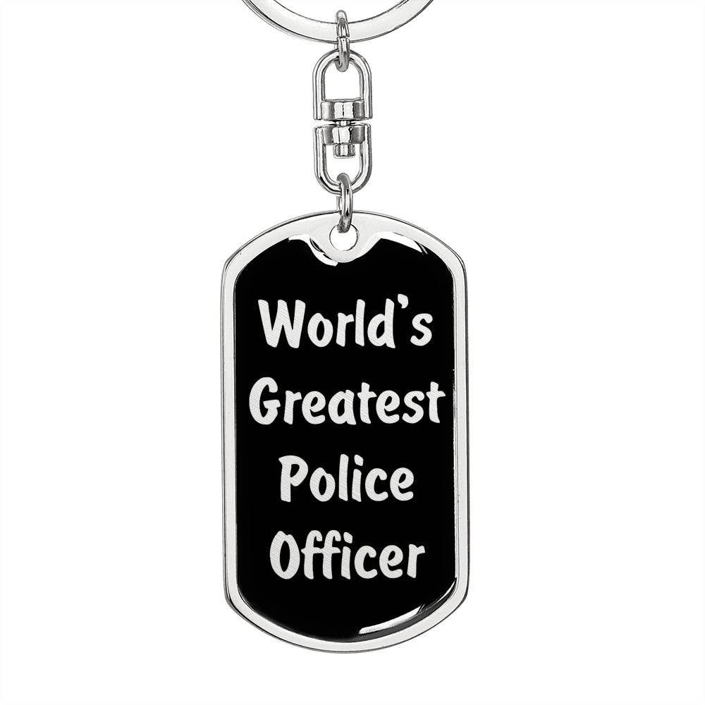 World's Greatest Police Officer v2 - Luxury Dog Tag Keychain