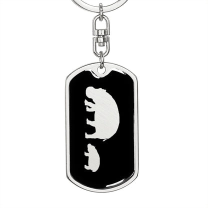 Mama Hippo With 1 Calf v2 - Luxury Dog Tag Keychain