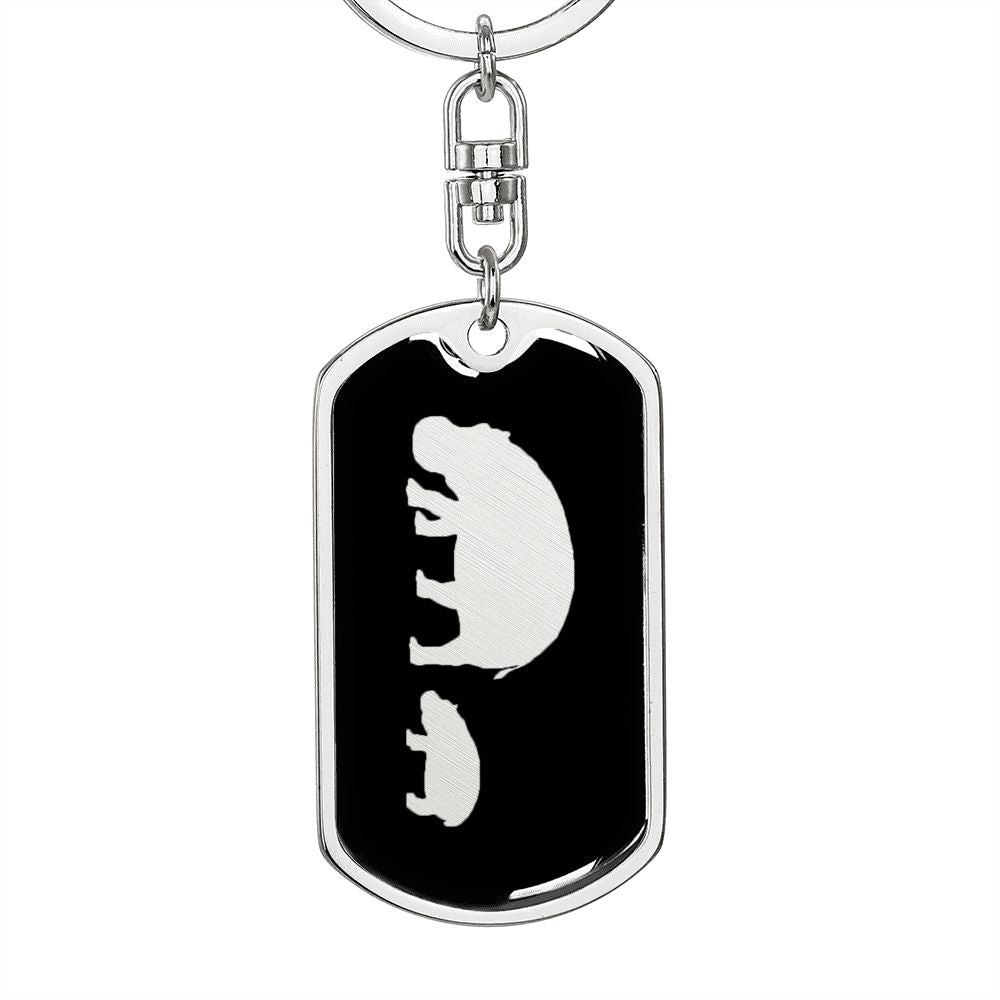 Mama Hippo With 1 Calf v2 - Luxury Dog Tag Keychain