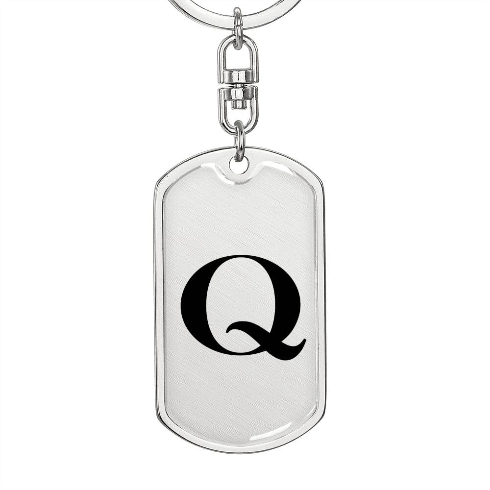 Initial Q v1a - Luxury Dog Tag Keychain