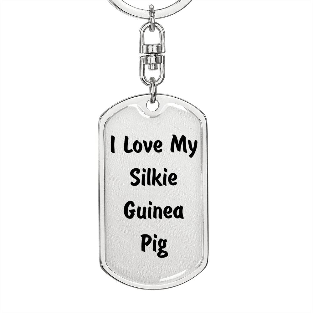 Love My Silkie Guinea Pig - Luxury Dog Tag Keychain
