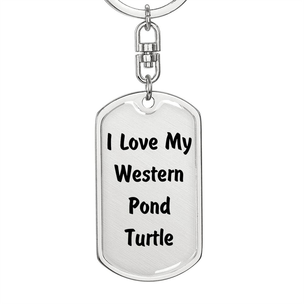 Love My Western Pond Turtle - Luxury Dog Tag Keychain