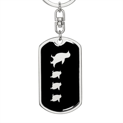 Mama Penguin With 3 Chicks v2 - Luxury Dog Tag Keychain