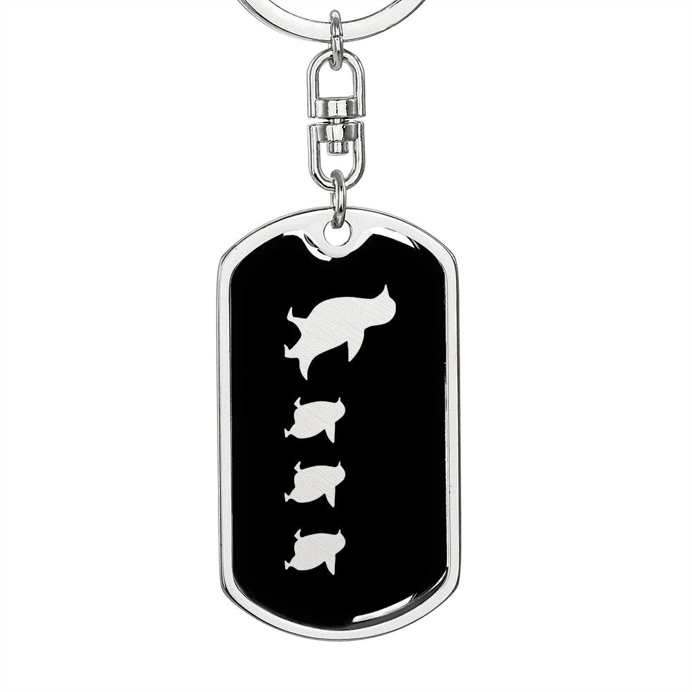 Mama Penguin With 3 Chicks v2 - Luxury Dog Tag Keychain