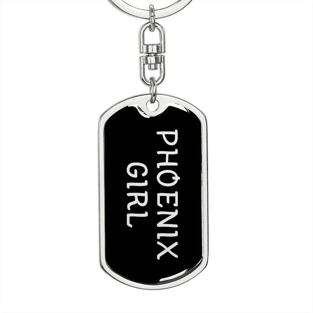 Phoenix Girl v5 - Luxury Dog Tag Keychain
