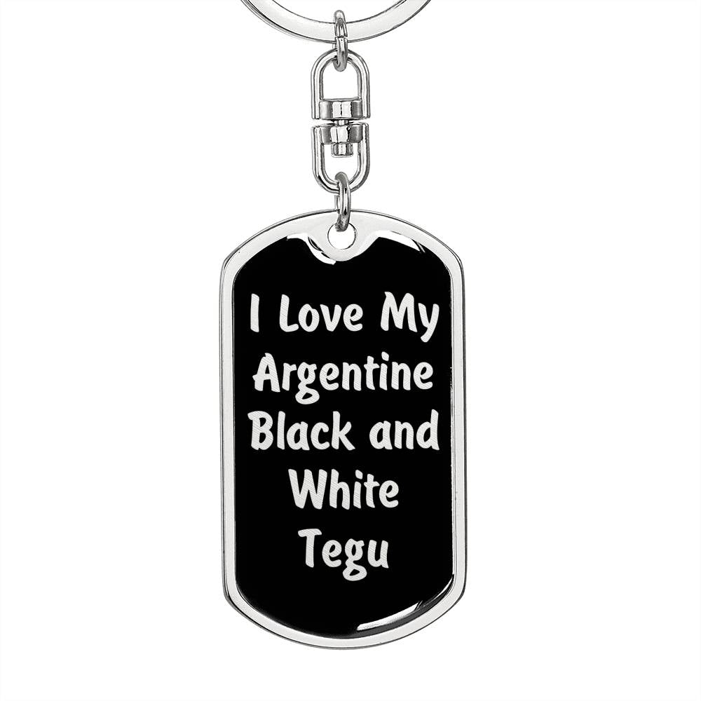 Love My Argentine Black and White Tegu v2 - Luxury Dog Tag Keychain